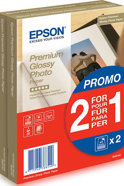 Papir EPSON Premium Glossy 10x15, 2x40l, 255 g/m²