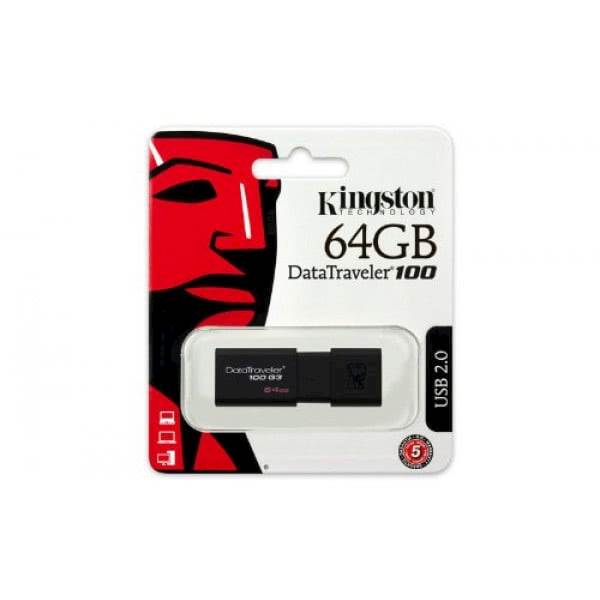 USB Kingston 64GB DT100G3  3.0, crna, klizni priključak