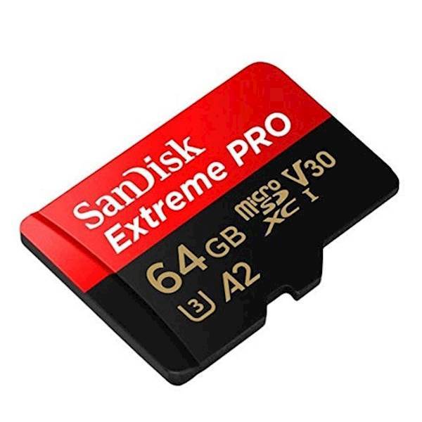 SDXC SanDisk micro SD 64GB EXTREME PRO 170/90MB/s, UHS-I Speed Class 3, V30, adapter