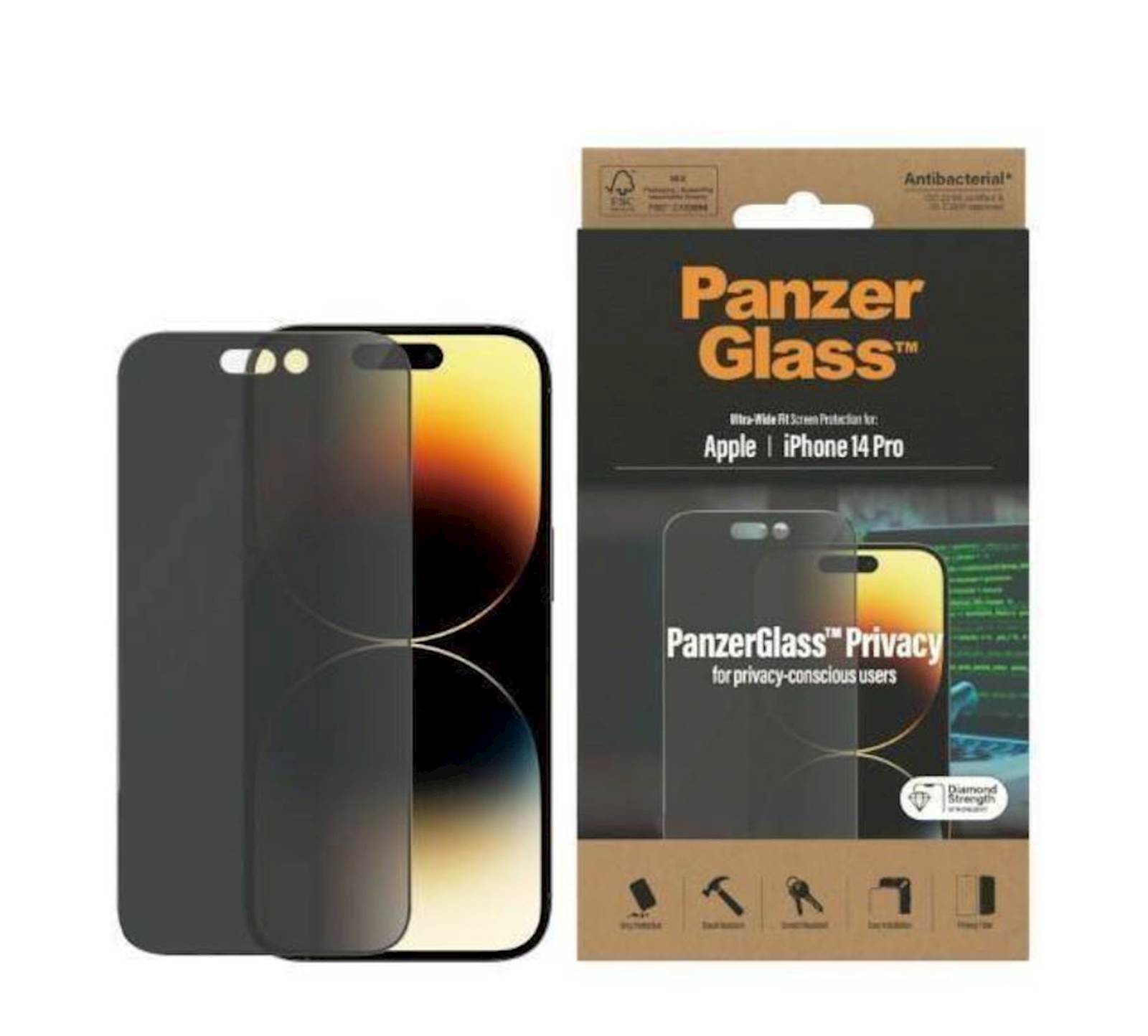 Zaštitno staklo PanzerGlass iPhone 14 Pro Privacy